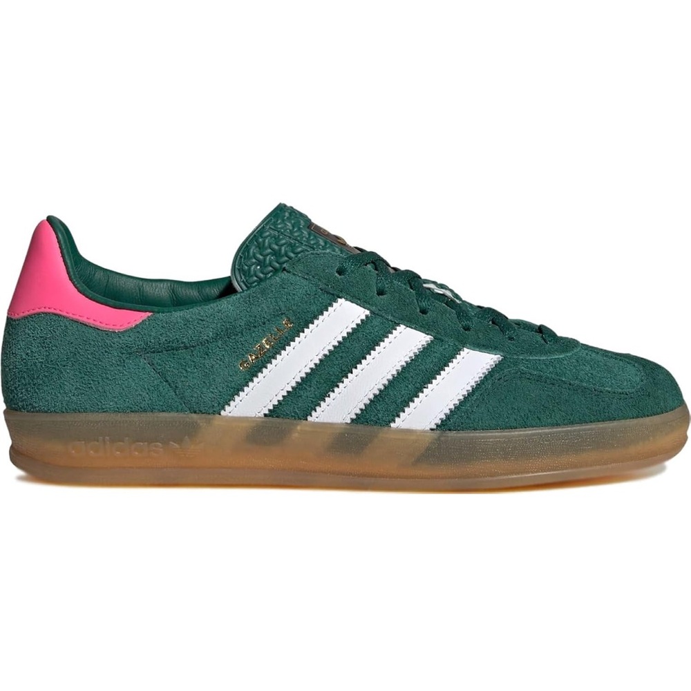 Adidas Women's Forest Green Sneakers with White Stripes